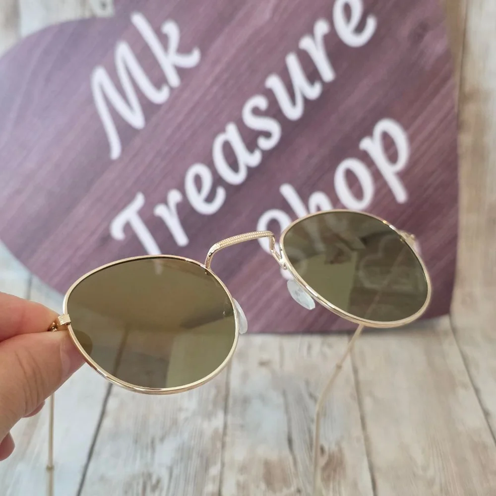 Women's Gold Round Sunglasses